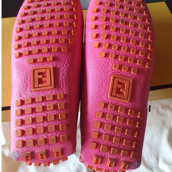 Fendi FF Logo Women's Pink Loafers - Picture 7 of 10